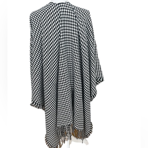 Lane Bryant Open Front Houndstooth Poncho One Size Black/white - Picture 4 of 5